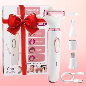 4 In 1 Electric Lady Shaver, Body Hair Removal Epilator, Painless Cordless Trimmer Razor